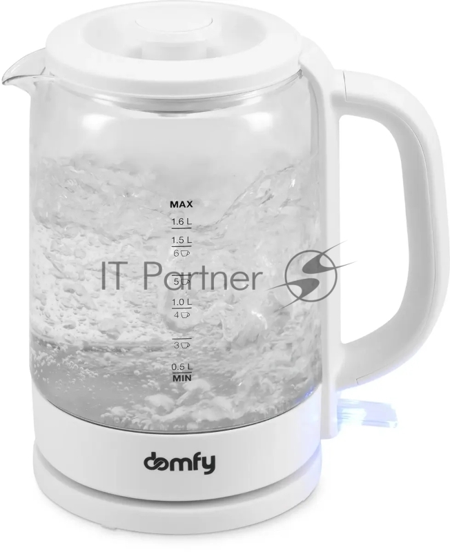 Чайник электрический Domfy DSW-EK304 1.7л. 2200Вт белый (корпус: стекло)