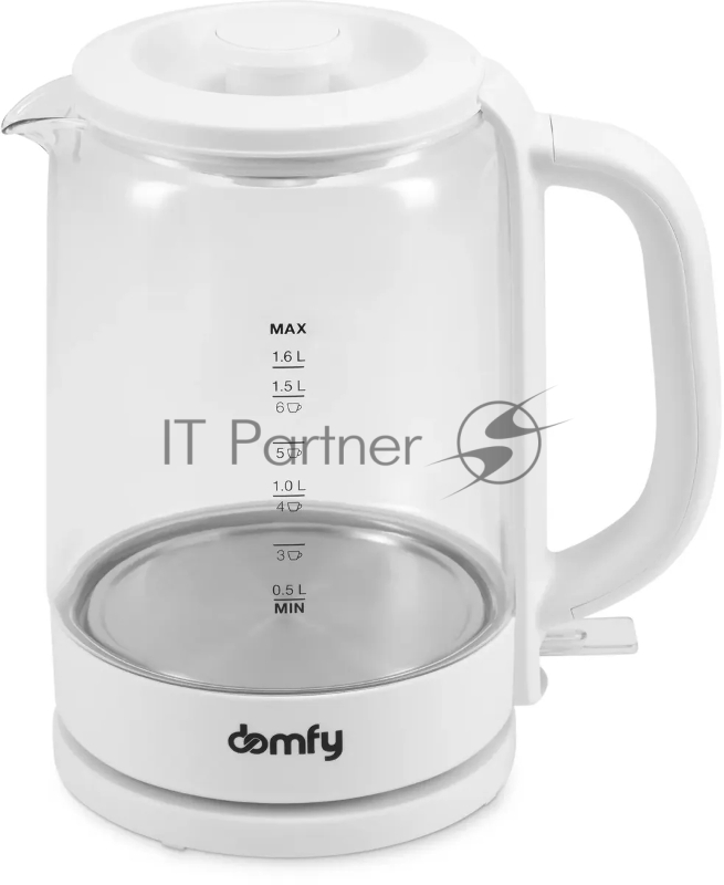 Чайник электрический Domfy DSW-EK304 1.7л. 2200Вт белый (корпус: стекло)