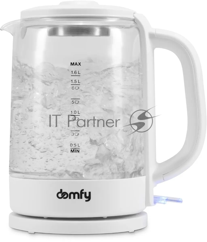 Чайник электрический Domfy DSW-EK304 1.7л. 2200Вт белый (корпус: стекло)