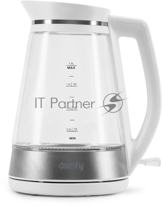 Чайник электрический Domfy DSW-EK505 1.9л. 3000Вт белый/прозрачный (корпус: стекло)