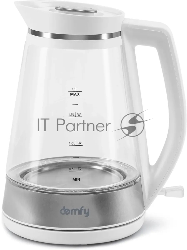 Чайник электрический Domfy DSW-EK505 1.9л. 3000Вт белый/прозрачный (корпус: стекло)