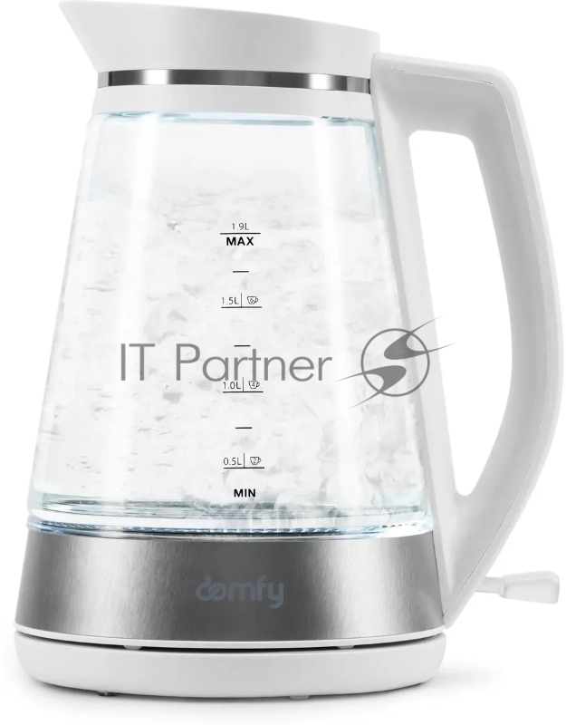 Чайник электрический Domfy DSW-EK505 1.9л. 3000Вт белый/прозрачный (корпус: стекло)