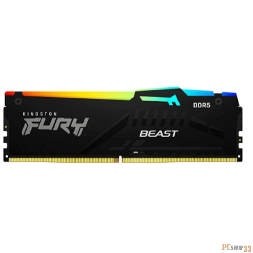 Оперативная память 8GB Kingston DDR5 6000 DIMM FURY Beast Black RGB KF560C40BBA-8 Non-ECC, CL40, 1.35V, 1RX8 40-40-40 288-pin, RTL