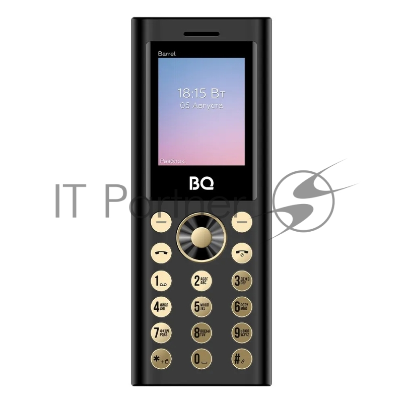 Мобильный телефон BQ 1858 Barrel Black+Gold. SC6531E, 1, 32 Mb, 32 Mb, 2G GSM 850/900/1800/1900, Bluetooth Версия 2.1 Экран: 1.77 , 128*160, стекло 2,5d Основная камера: 0.08MP, FF, Фронтальная камера: , Кол-во СИМ: 3, Mini, nano, карта памяти MicroS