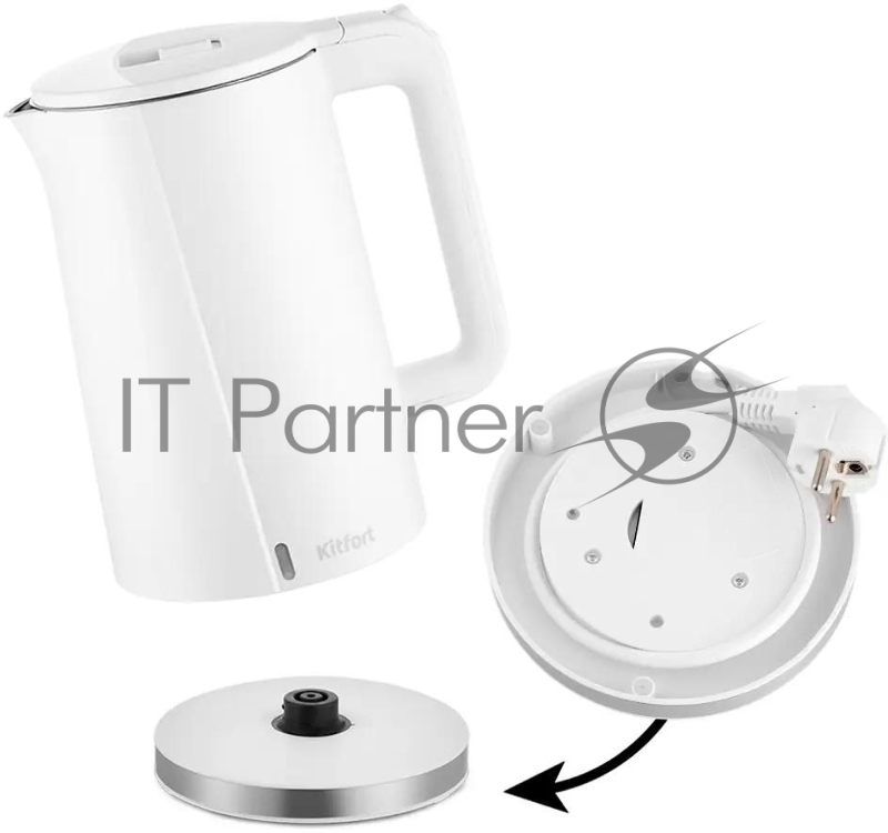 Чайник электрический Kitfort КТ-6612-2 1.7л. 2200Вт белый (корпус: нержавеющая сталь)