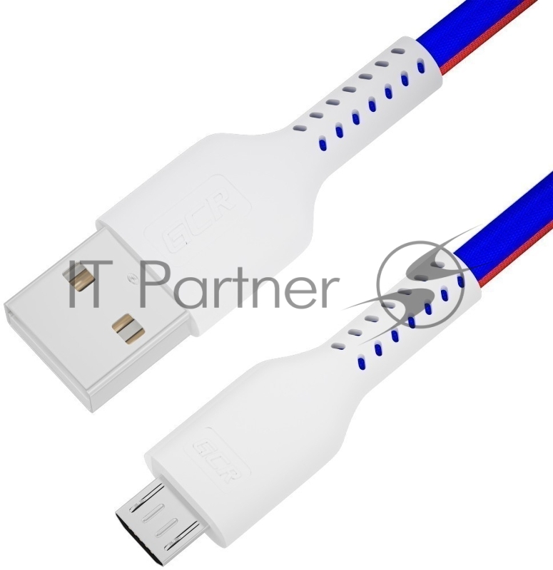 Кабель GCR QC 0.5m MicroUSB, быстрая зарядка, ТРИКОЛОР Россия, белый ПВХ, 28/24 AWG, GCR-54972