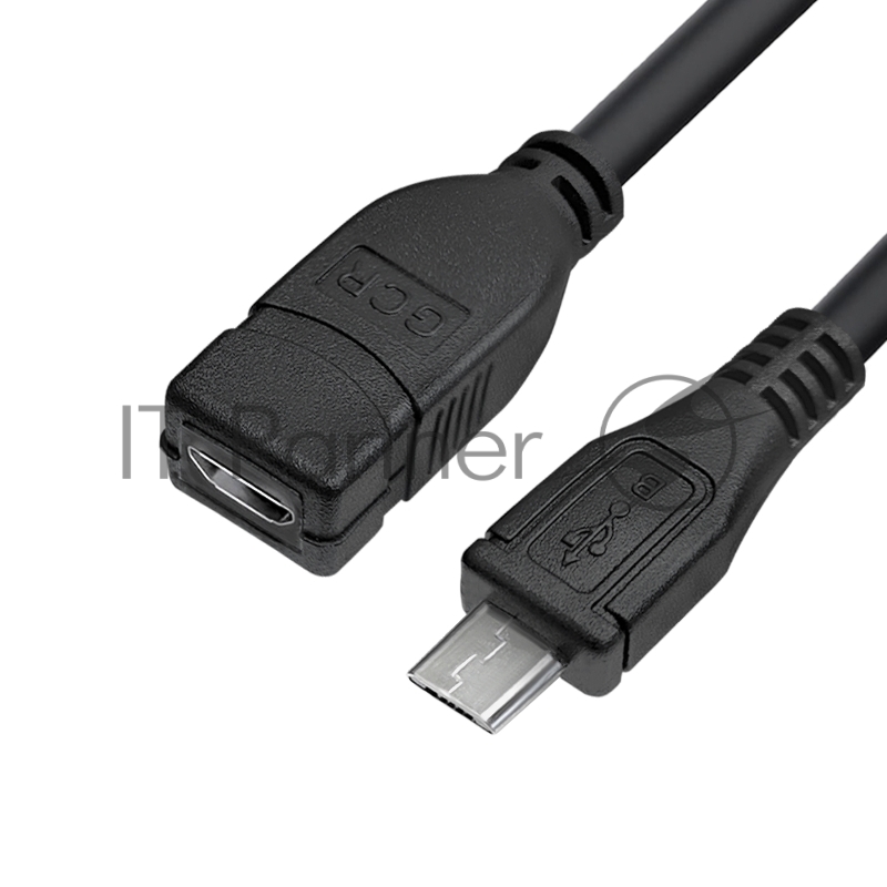 Удлинитель GCR 1.0m MicroUSB M/F, черный, 28/28 AWG, GCR-52447