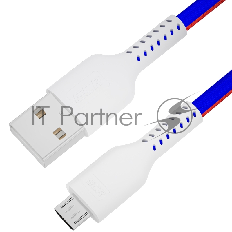 Кабель GCR QC 1.0m MicroUSB, быстрая зарядка, ТРИКОЛОР Россия, белый ПВХ, 28/24 AWG, GCR-54973