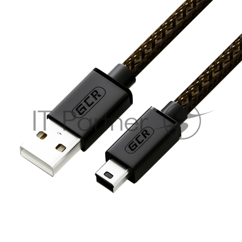 Кабель GCR PROF 2.0m USB 2.0, AM/mini 5P, черно-прозрачный, 28/24 AWG, экран, армированный, морозостойкий, GCR-50920