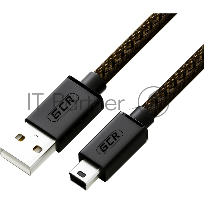 Кабель GCR PROF 2.0m USB 2.0, AM/mini 5P, черно-прозрачный, 28/24 AWG, экран, армированный, морозостойкий, GCR-50920