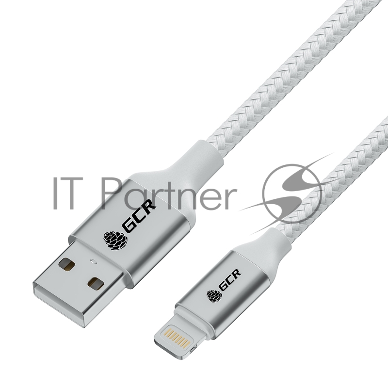 Кабель GCR PREMIUM 1.2m для iPhone, iPad, Air, AM/Lightning, MFI, черный силикон, AL case черный, GCR-53699