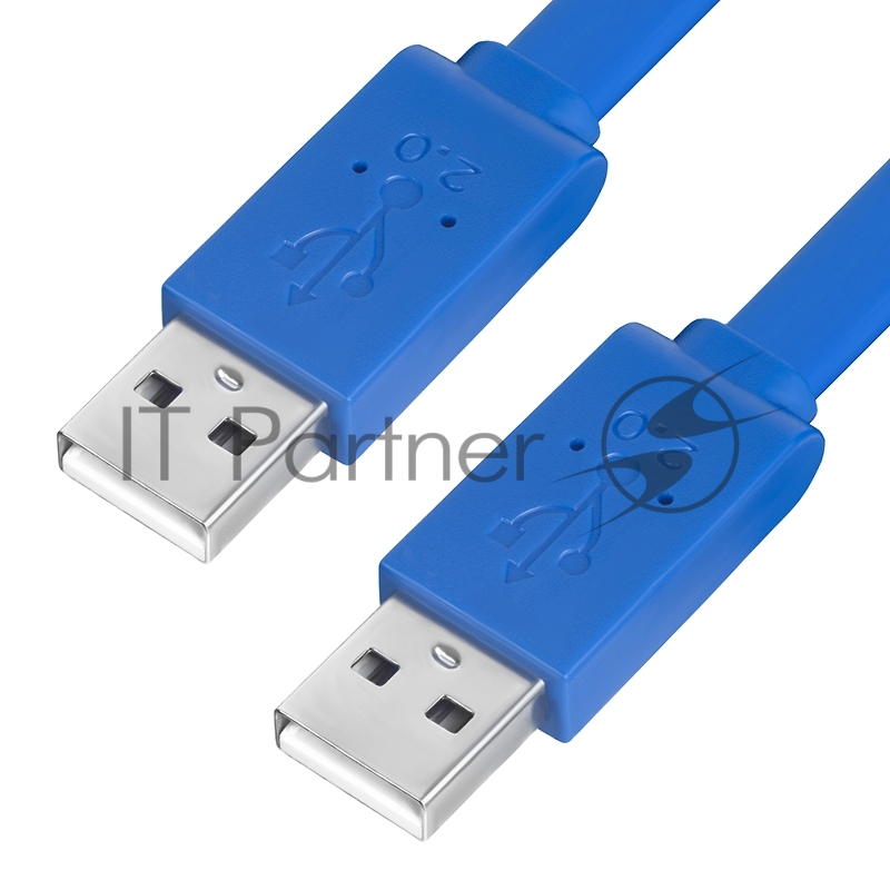 Кабель GCR PROF 1.5m USB 2.0, AM/AM, плоский, синий, морозостойкий, GCR-UM4MF-BD-1.5m