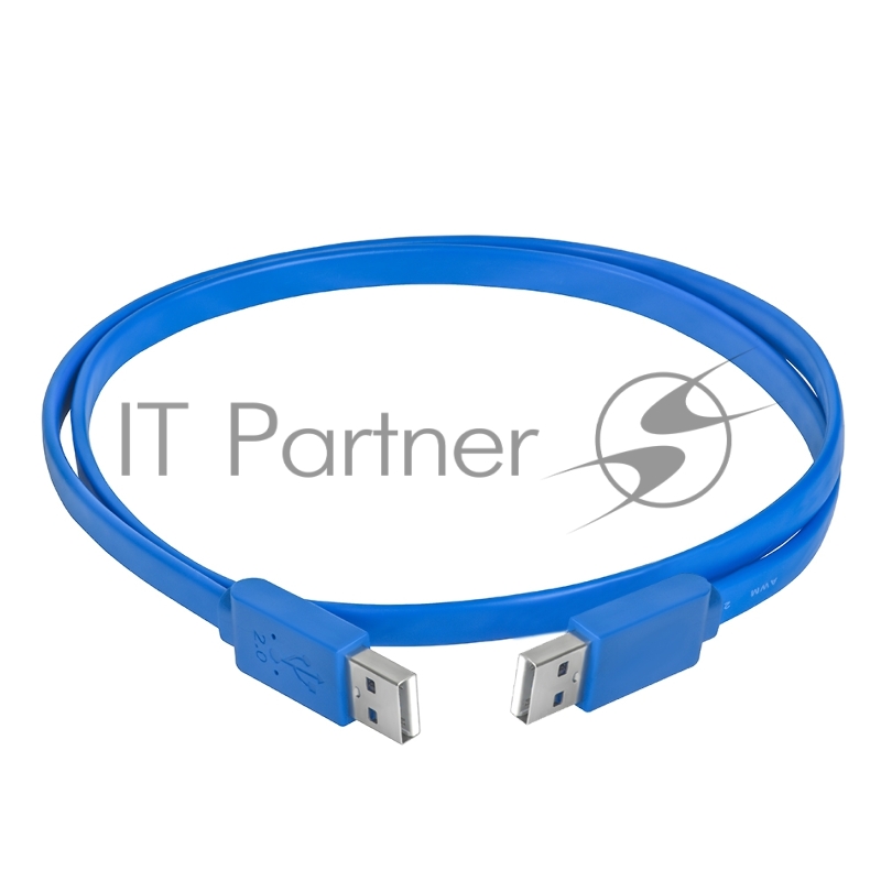 Кабель GCR PROF 1.5m USB 2.0, AM/AM, плоский, синий, морозостойкий, GCR-UM4MF-BD-1.5m