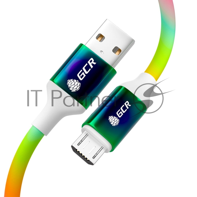 Кабель GCR 1.2m MicroUSB быстрая зарядка, GRADIENT, 28/22 AWG, GCR-53981