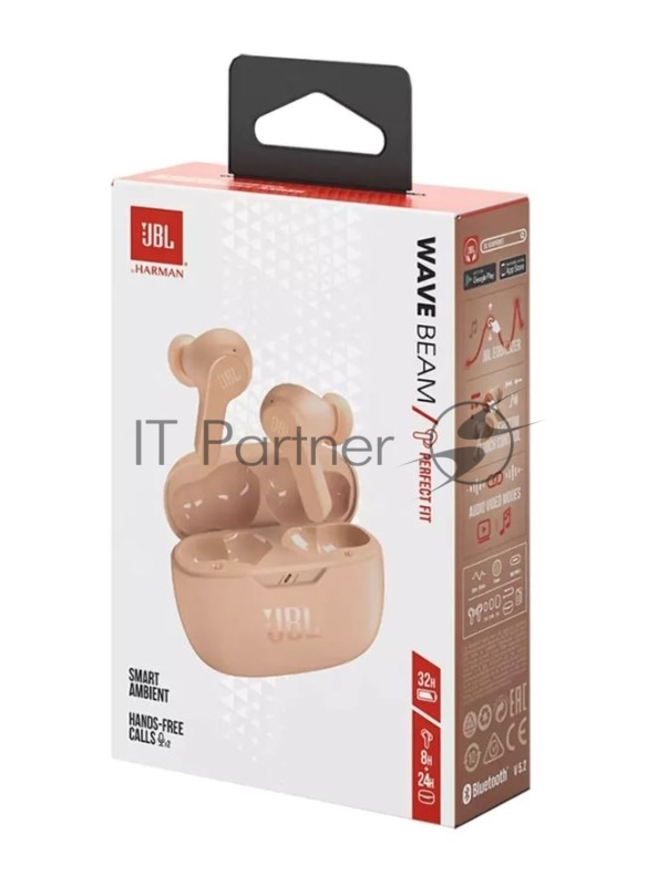 Гарнитура вкладыши JBL Wave Beam песочный беспроводные bluetooth в ушной раковине (JBLWBEAMBEG)