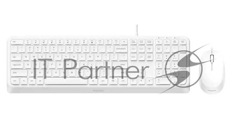 Проводной Комплект Philips SPT6207W(Клавиатура SPK6207W+Мышь SPK7207W) USB 2.0 104 клав/3 кнопки 1000dpi, русская заводская раскладка, белый