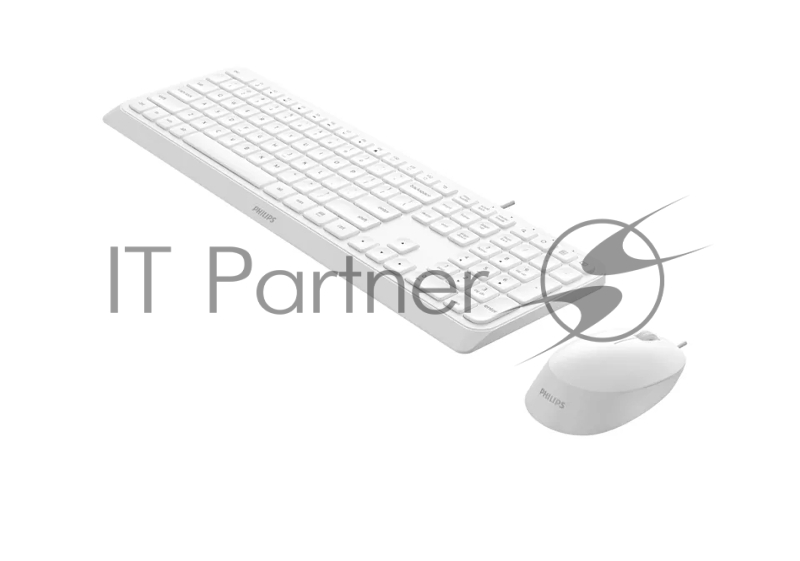 Проводной Комплект Philips SPT6207W(Клавиатура SPK6207W+Мышь SPK7207W) USB 2.0 104 клав/3 кнопки 1000dpi, русская заводская раскладка, белый