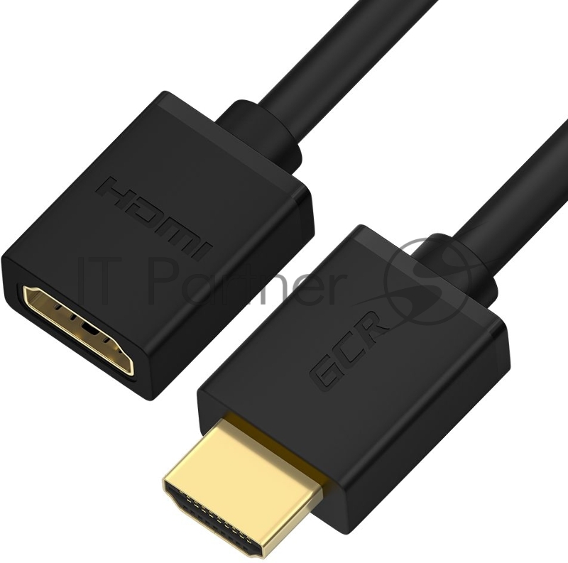 GCR Удлинитель 5.0m v1.4 HDMI-HDMI черный, 30/30 AWG, позолоченные контакты, Ethernet 10.2 Гбит/c, 19M / 19F, экран, GCR-54448