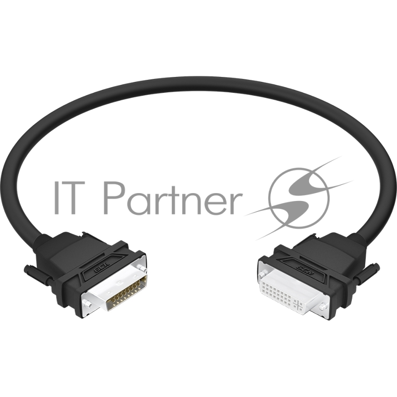 GCR Удлинитель 0.5m DVI-D, черный, DVI/DVI, 25M/25F, FullHD, 28 AWG, GCR-54719
