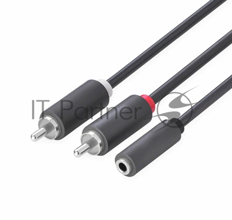 GCR Кабель-переходник аудио 2.0m jack 3,5mm / 2 х RCA , черный, F/M, GCR-51843
