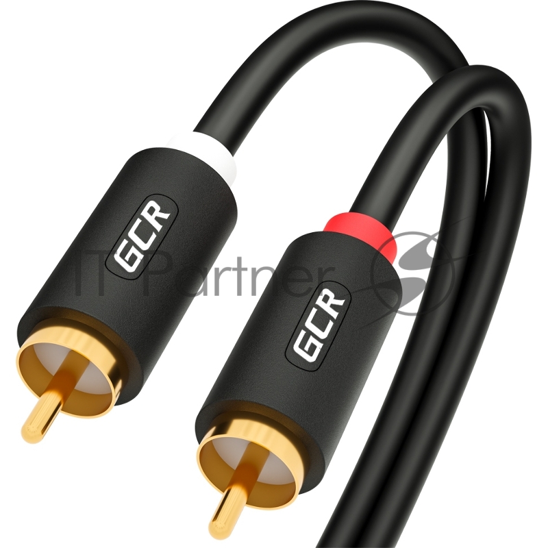 GCR Кабель 7.5m аудио 2 х RCA / 2 х RCA , GOLD, черный, GCR-53117