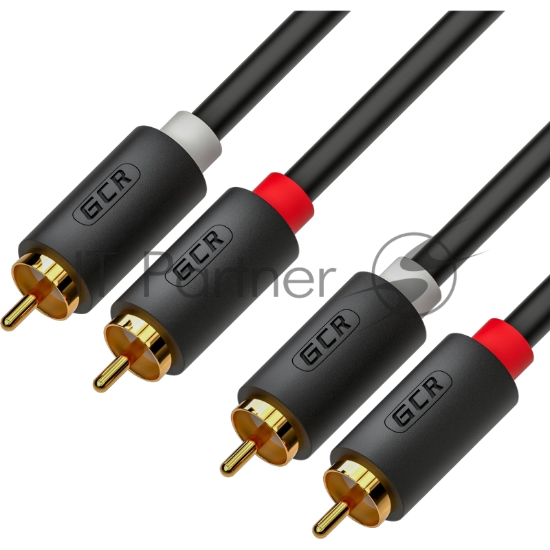 GCR Кабель 7.5m аудио 2 х RCA / 2 х RCA , GOLD, черный, GCR-53117