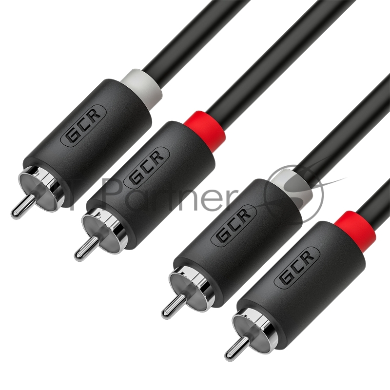 GCR Кабель 1.5m аудио 2 х RCA / 2 х RCA , черный, GCR-54126