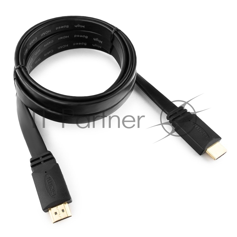 Кабель HDMI Cablexpert CC-HDMI4F-6, 19M/19M, v2.0, медь, позол.разъемы, экран, плоский кабель, 1.8м, черный, пакет