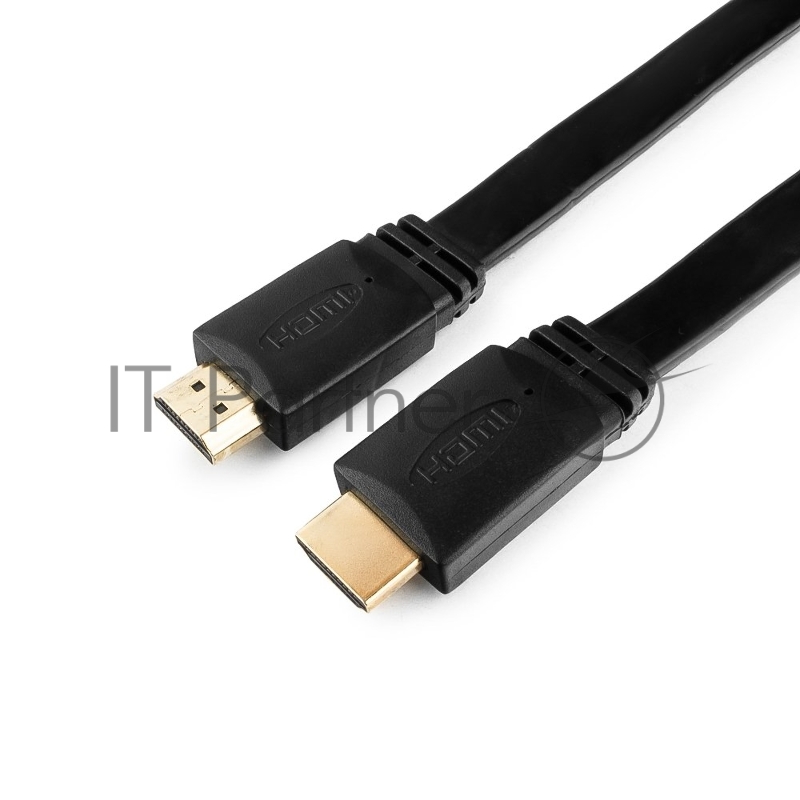 Кабель HDMI Cablexpert CC-HDMI4F-6, 19M/19M, v2.0, медь, позол.разъемы, экран, плоский кабель, 1.8м, черный, пакет