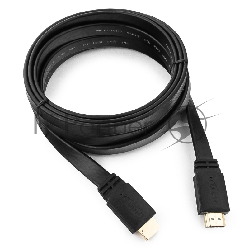Кабель HDMI Cablexpert CC-HDMI4F-10, 19M/19M, v2.0, медь, позол.разъемы, экран, плоский кабель, 3м, черный, пакет