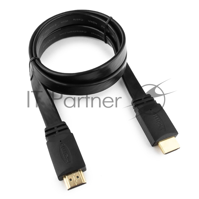 Кабель HDMI Cablexpert CC-HDMI490-15, 19M/19M, v2.0, медь, позол.разъемы, экран, плоский кабель, 1м, черный, пакет