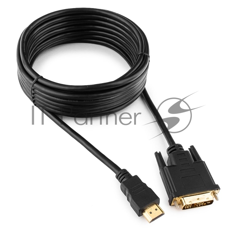 Кабель HDMI-DVI Cablexpert CC-HDMI-DVI-15, 19M/19M, single link, медь, позол.разъемы, экран, 4.5м, черный, пакет