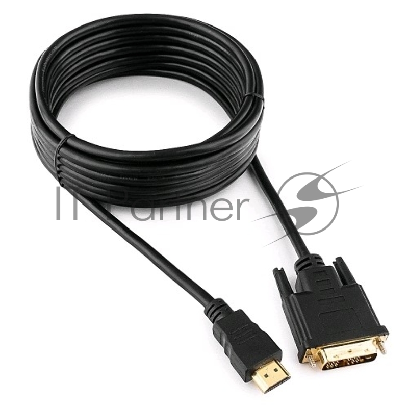 Кабель HDMI-DVI Cablexpert CC-HDMI-DVI-15, 19M/19M, single link, медь, позол.разъемы, экран, 4.5м, черный, пакет