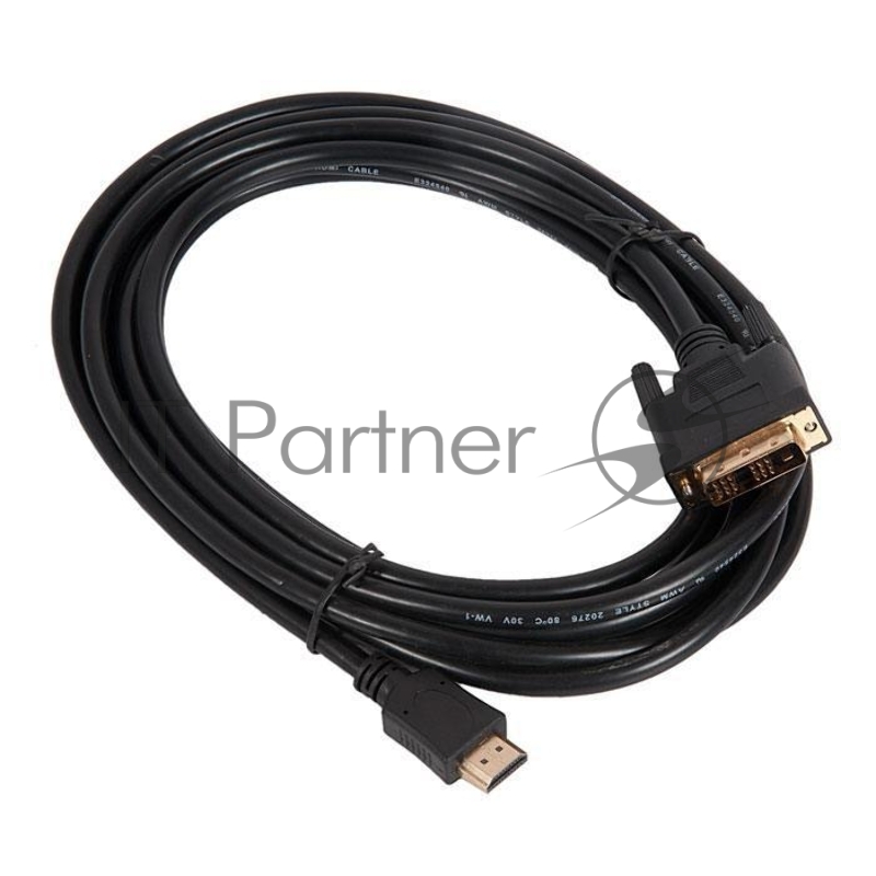 Кабель HDMI-DVI Cablexpert CC-HDMI-DVI-15, 19M/19M, single link, медь, позол.разъемы, экран, 4.5м, черный, пакет