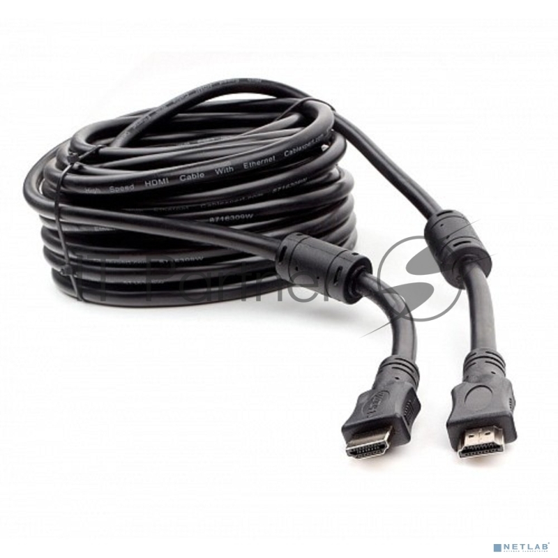 Кабель HDMI Cablexpert CCF2-HDMI4-15M, 19M/19M, v2.0, медь, позол.разъемы, экран, 2 фер.кольца, 15м, черный, пакет