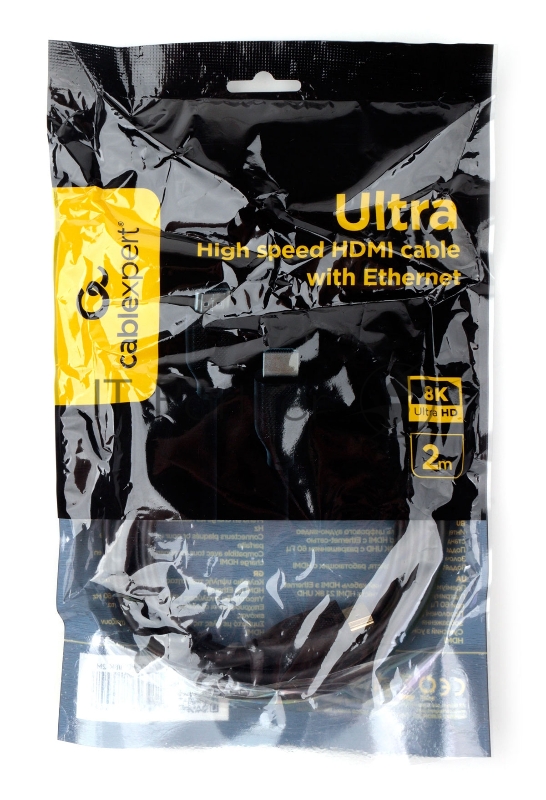 Кабель HDMI Cablexpert CC-HDMI8К-2M, 19M/19M, v2.1, 8К, медь, позол.разъемы, экран, 2м, черный, пакет