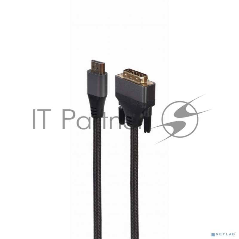 Кабель HDMI-DVI Cablexpert CC-HDMI-DVI-4K-6, 19M/19M, single link, 4K, медь, нейлоновая оплетка, метал.разъемы, 1.8м, черный, коробка