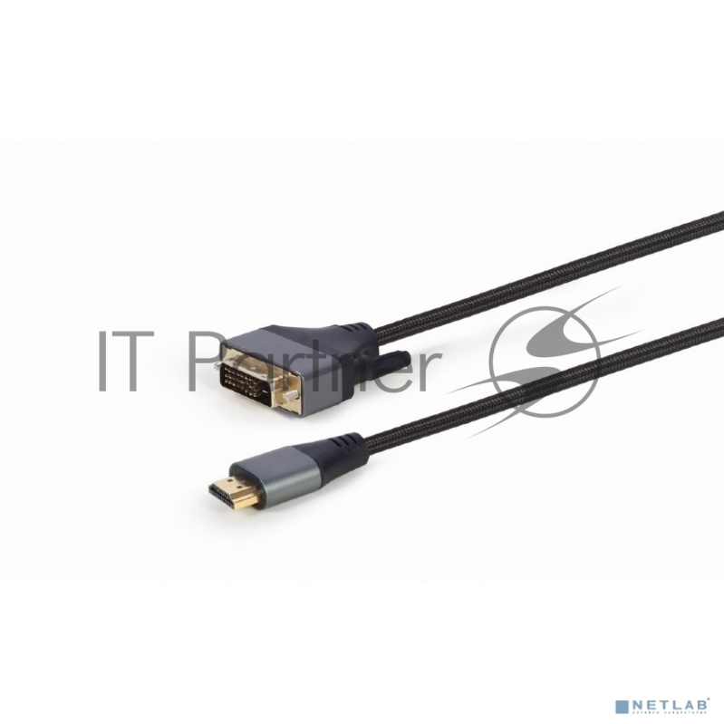 Кабель HDMI-DVI Cablexpert CC-HDMI-DVI-4K-6, 19M/19M, single link, 4K, медь, нейлоновая оплетка, метал.разъемы, 1.8м, черный, коробка