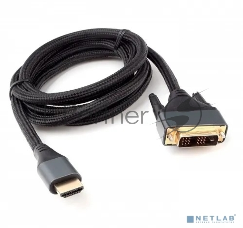 Кабель HDMI-DVI Cablexpert CC-HDMI-DVI-4K-6, 19M/19M, single link, 4K, медь, нейлоновая оплетка, метал.разъемы, 1.8м, черный, коробка
