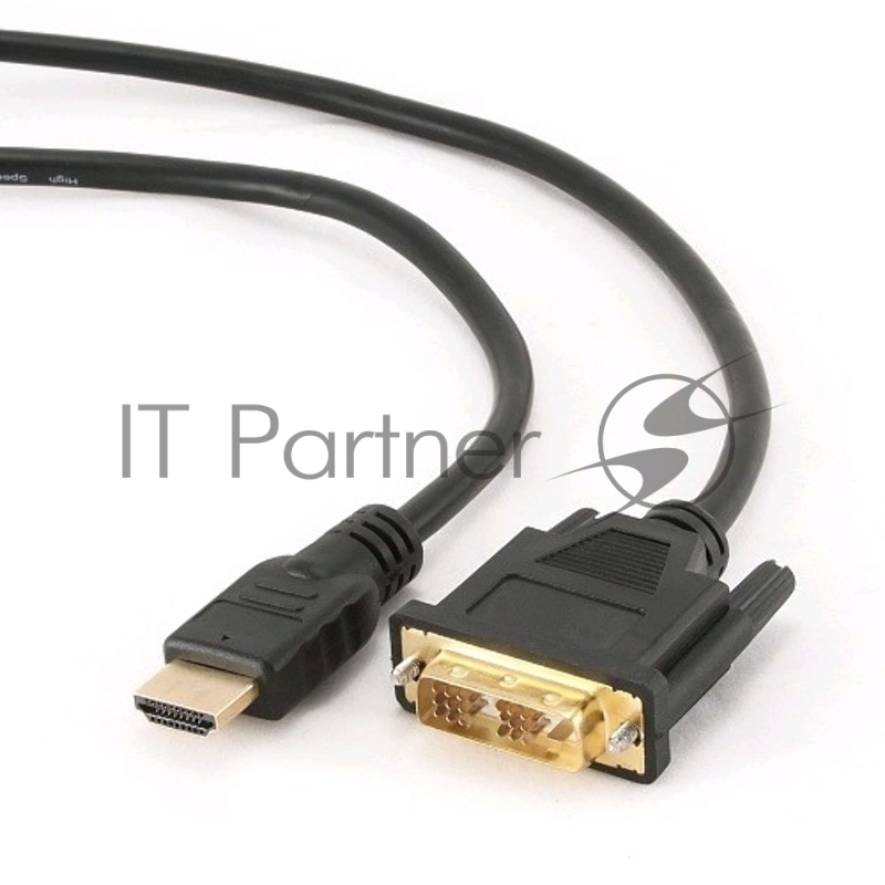 Кабель HDMI-DVI Cablexpert CC-HDMI-DVI-6, 19M/19M, single link, медь, позол.разъемы, экран, 1.8м, черный, пакет