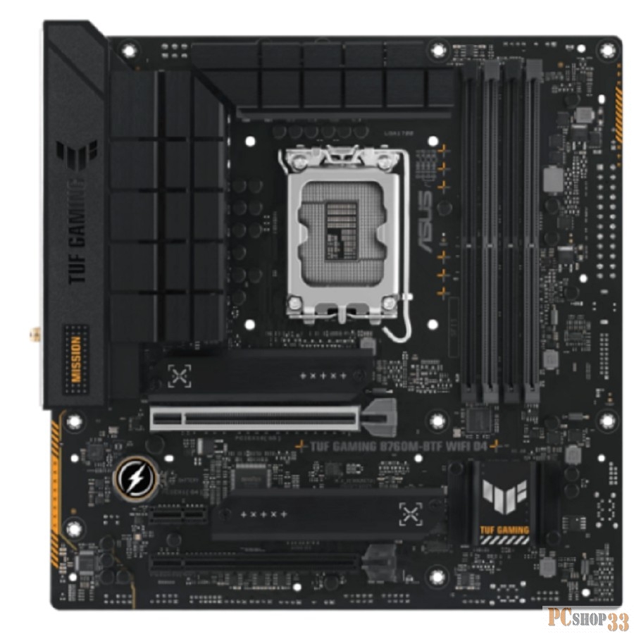 Материнская плата ASUS TUF GAMING B760M-BTF WIFI D4 LGA1700 128 Гб, 4*DDR4, DP, HDMI microATX