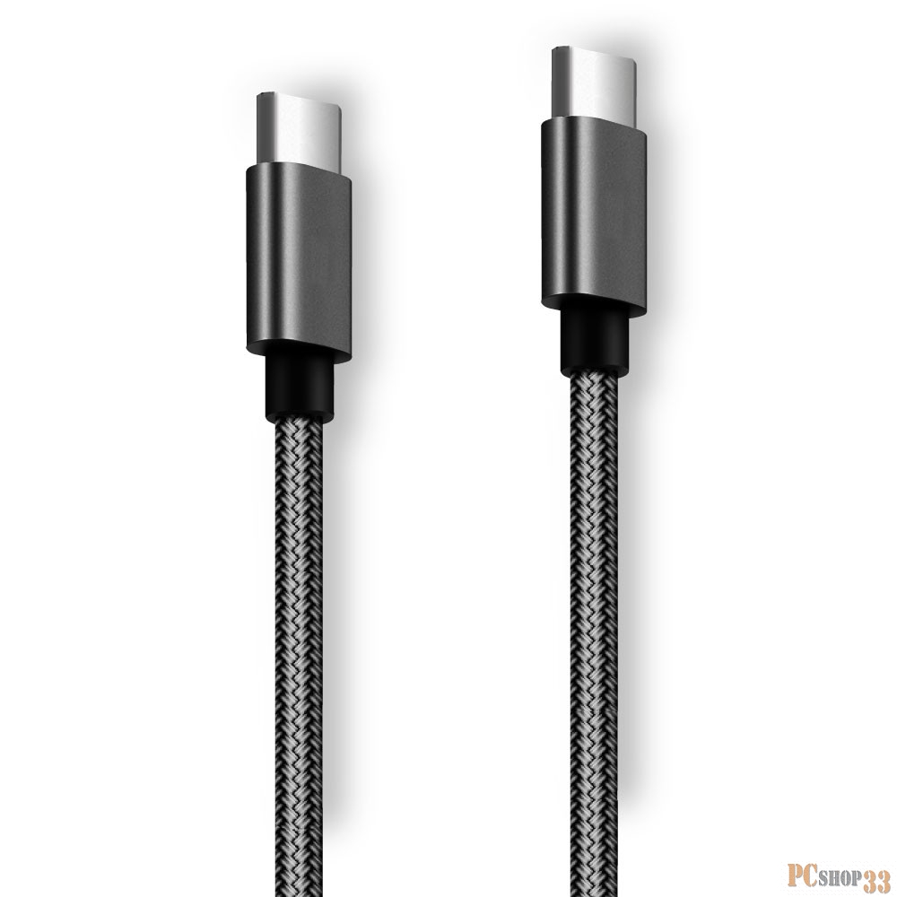 Кабель Ginzzu Дата-кабель Type C/Type C, 3.0A, нейлон, 1,0 м, графит (GC-805B)