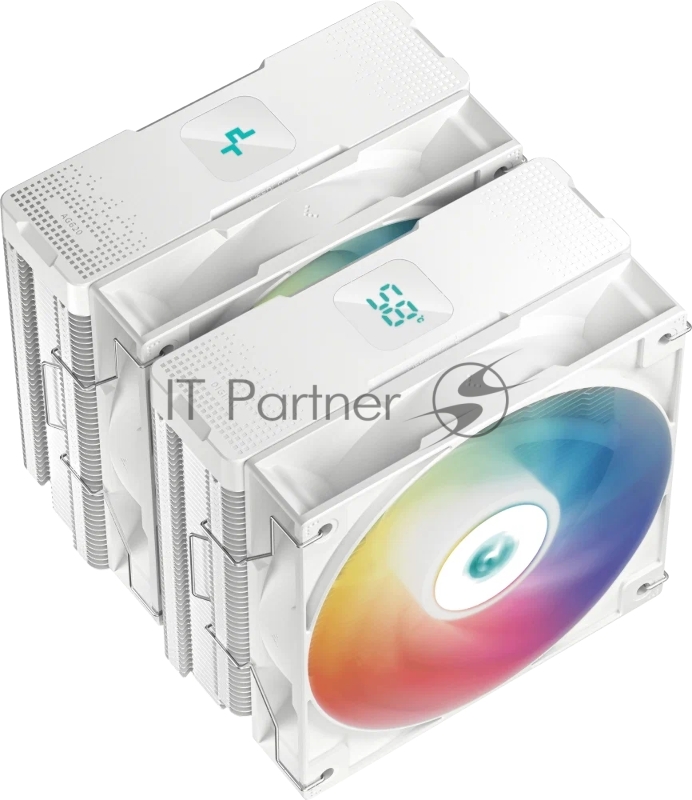 Кулер DEEPCOOL AG620 DIGITAL WH ARGB LGA1700/1200/115X/AM5/AM4 (8шт/кор, TDP 260W, PWM, DUAL Fan 120mm, 6 тепл. трубок, белый) RET