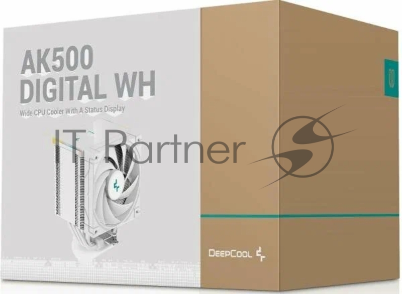 Кулер DEEPCOOL AK500 DIGITAL WH LGA20XX/1700/1200/115X/AM5/AM4 (9шт/кор, TDP 240W, PWM, Fan 120mm, 5 тепл. трубок, Copper Base, белый) RET