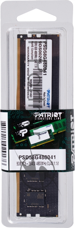 Память Patriot 8Gb DDR5 4800MHz (1*8Gb) DIMM PSD58G480041 Signature RTL PC5-38400 CL40 288-pin 1.1В single rank