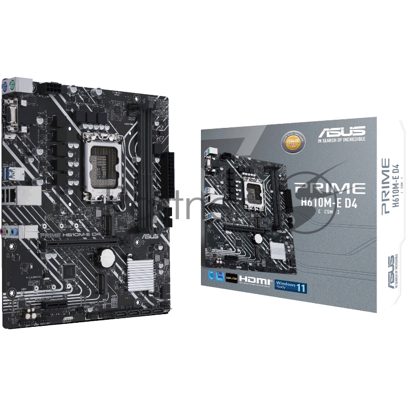 Материнская плата ASUS PRIME H610M-E D4-CSM, LGA1700, H610, 2*DDR4, DP+D-Sub + HDMI, SATA3, Audio, Gb LAN, USB 3.2*4, USB 2.0*6, COM*1 header (w/o cable), mATX 90MB19N0-M0EAYC