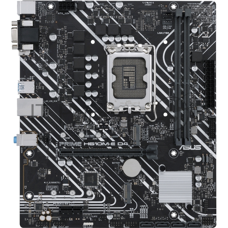 Материнская плата ASUS PRIME H610M-E D4-CSM, LGA1700, H610, 2*DDR4, DP+D-Sub + HDMI, SATA3, Audio, Gb LAN, USB 3.2*4, USB 2.0*6, COM*1 header (w/o cable), mATX 90MB19N0-M0EAYC