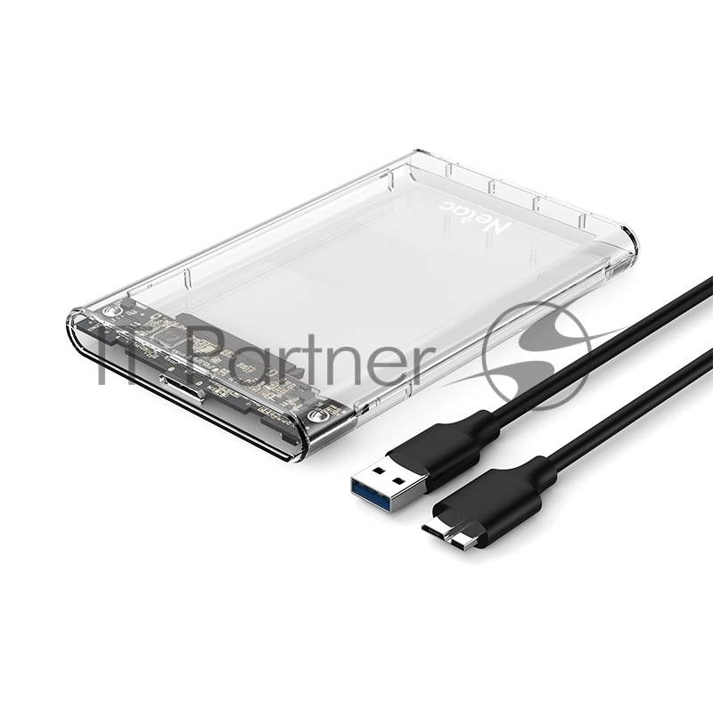 Внешний бокс 2.5 SATA Netac WH11 USB3.0 NT07WH11-30CC слайд прозрачный корпус