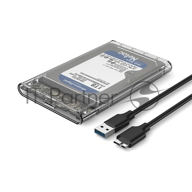 Внешний корпус NETAC WH11 <NT07WH11-30AC> для HDD/SSD 2.5 SATA -> USB3.0 прозрачный