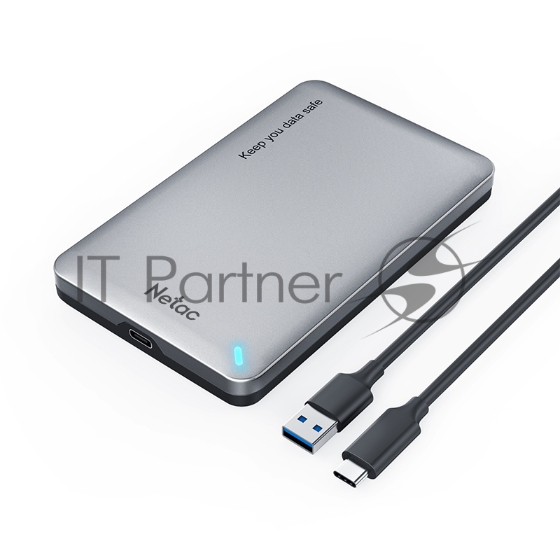 Внешний корпус NETAC WH12 <NT07WH12-30AC> для HDD/SSD 2.5 SATA -> USB3.0 серебристый